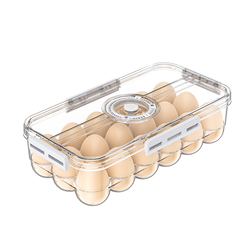 Stackable 18-Count Egg Storage Bin With Time Tracker Lid 