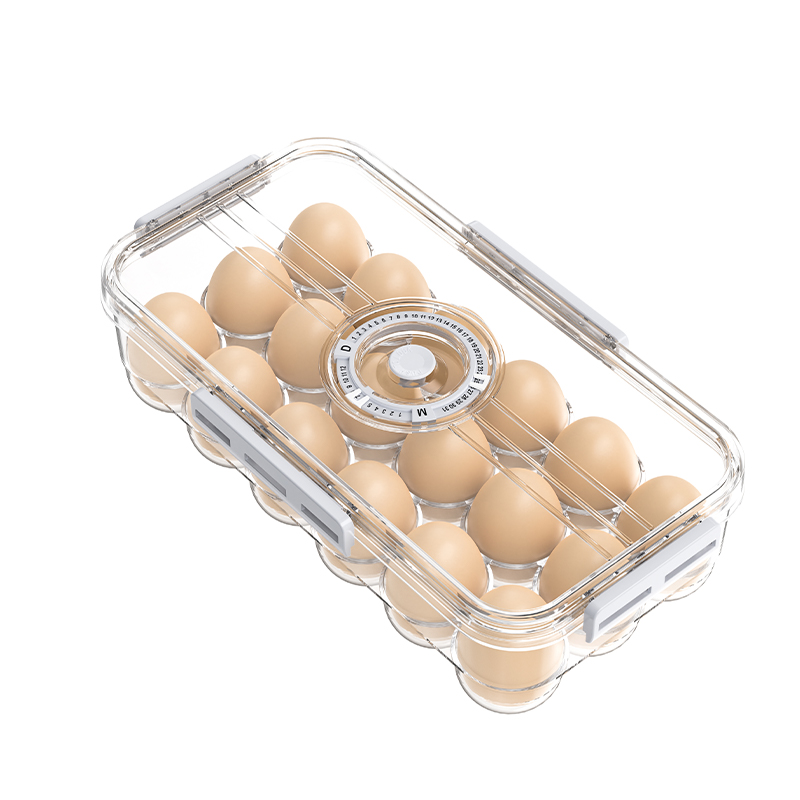 Stackable 18-Count Egg Storage Bin With Time Tracker Lid 